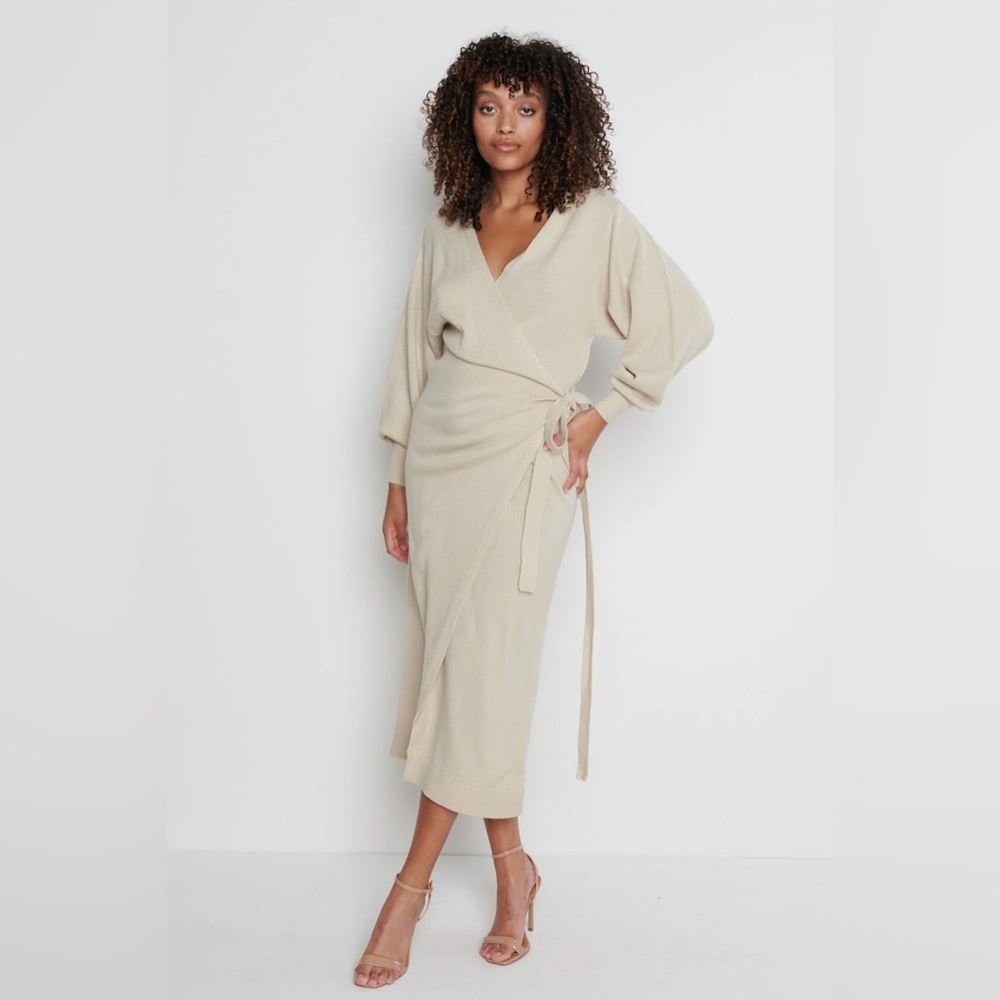 pretty lavish beau wrap midi dress